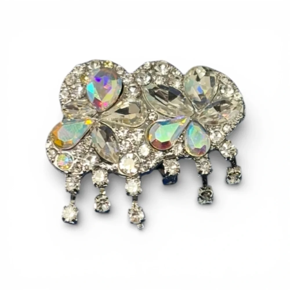 Vintage AB Rhinestone Dangle Fringe Brooch – 1.5” - Picture 1 of 2